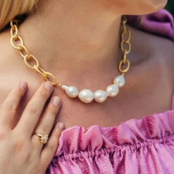Baroque Pearl Chain Necklace|Susan Shaw Sale