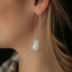 Baroque Pearl Threader Earrings|Susan Shaw Outlet