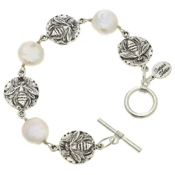 Bee + Coin Pearl Bracelet|Susan Shaw Outlet