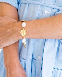 Bee + Coin Pearl Bracelet|Susan Shaw Outlet