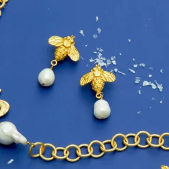 Bee + Pearl Drop Earrings|Susan Shaw Hot