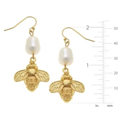 Bee + Pearl Wire Drop Earrings|Susan Shaw Sale