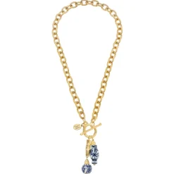 Blue & White Bamboo Toggle Necklace|Susan Shaw