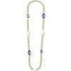 Blue & White Chain Wrap Necklace|Susan Shaw Online