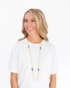 Blue & White Chain Wrap Necklace|Susan Shaw Online
