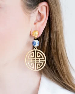 Blue & White Happiness Earrings|Susan Shaw Sale