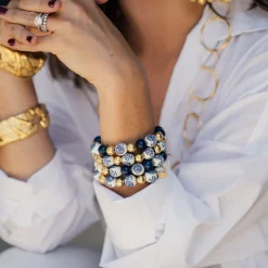 Blue & White Lapis Stretch Bracelet|Susan Shaw New