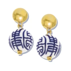 Blue & White Margaret Drop Earrings|Susan Shaw New