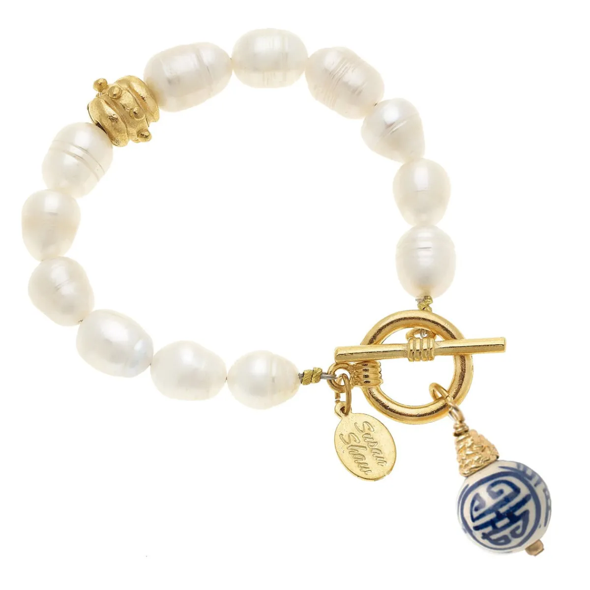 Blue & White Pearl Bracelet|Susan Shaw Clearance
