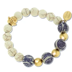 Blue & White Turquoise Stretch Bracelet|Susan Shaw Hot