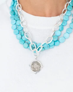 Buffalo Coin Multi-Strand Turquoise Necklace|Susan Shaw Online