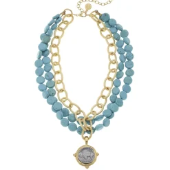 Buffalo Coin Multi-Strand Turquoise Necklace|Susan Shaw Online