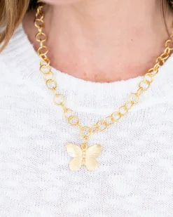 Butterfly Pendant Chain Necklace|Susan Shaw Discount