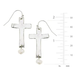 Cross + Pearl Drop Earrings|Susan Shaw