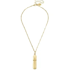 Dainty Bar Cross Necklace|Susan Shaw