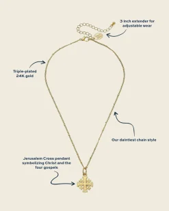 Dainty Jerusalem Cross Necklace|Susan Shaw Hot