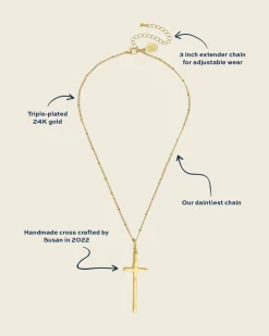 Dainty Tall Cross Necklace|Susan Shaw Online