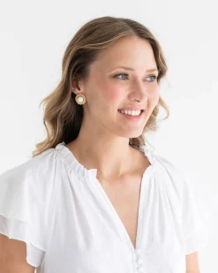 Dotted White Turquoise Studs|Susan Shaw Hot