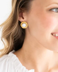 Dotted White Turquoise Studs|Susan Shaw Hot