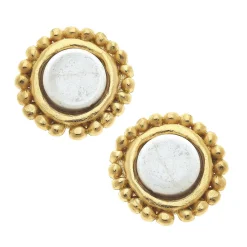 Dotted White Turquoise Studs|Susan Shaw Hot