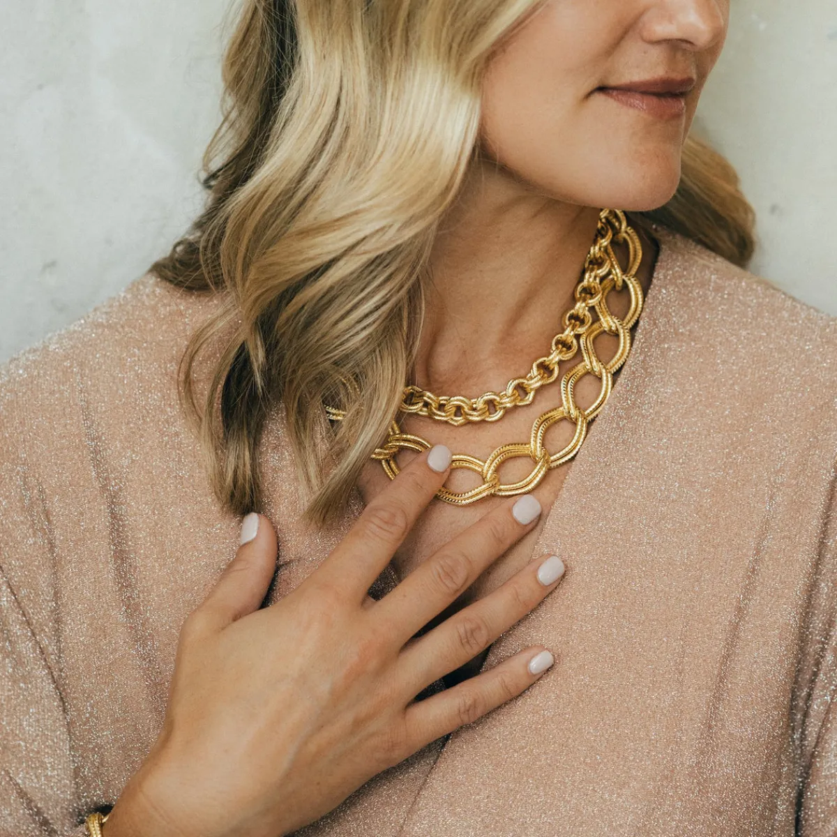 Double Link Chain Necklace|Susan Shaw Clearance