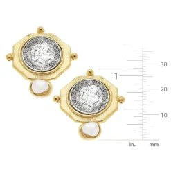 Dutch Coin and Pearl Studs|Susan Shaw Hot