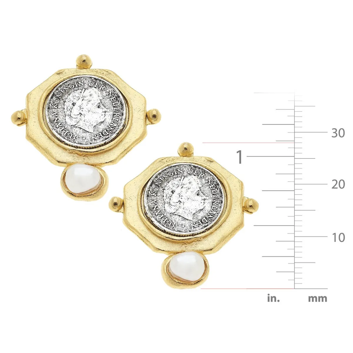 Dutch Coin and Pearl Studs|Susan Shaw Hot