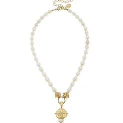 Fleur-de-Lis Intaglio Pearl Necklace|Susan Shaw Sale