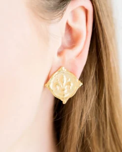 Fleur De Lis Intaglio Studs|Susan Shaw Discount