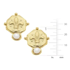 Fleur De Lis Pearl Studs|Susan Shaw Outlet