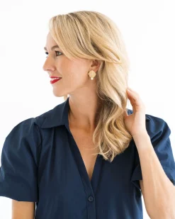 Fleur De Lis Pearl Studs|Susan Shaw Outlet