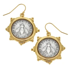 Florence Bee Coin Earrings|Susan Shaw Hot