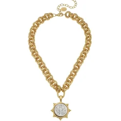 Florence Mixed Metal Italia Coin Necklace|Susan Shaw Clearance