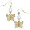 Gold Butterfly + Pearl Tier Earrings|Susan Shaw Outlet