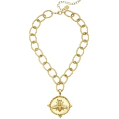 Gold Queen Bee Pendant Necklace|Susan Shaw Clearance