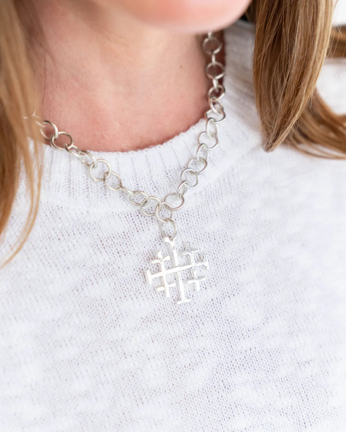 Jerusalem Cross Chain Necklace|Susan Shaw Hot