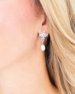Jerusalem Cross Drop Pearl Earrings|Susan Shaw Best