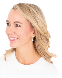 Jerusalem Cross Drop Pearl Earrings|Susan Shaw Best