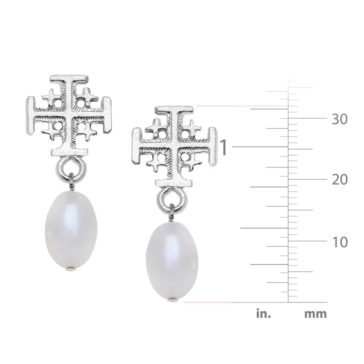 Jerusalem Cross Drop Pearl Earrings|Susan Shaw Best