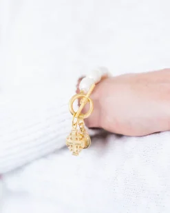 Jerusalem Cross Pearl Bracelet|Susan Shaw Clearance