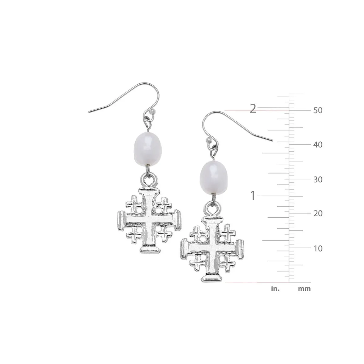 Jerusalem Cross Pearl Drop Earrings|Susan Shaw Clearance