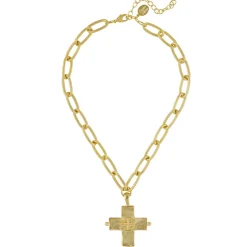 Jerusalem Double Cross Chain Necklace|Susan Shaw Hot