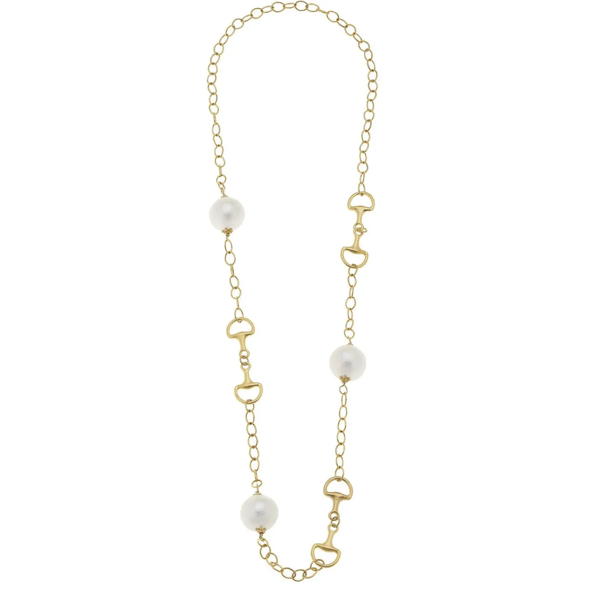 Long Cotton Pearl Horse Bit Necklace|Susan Shaw Clearance