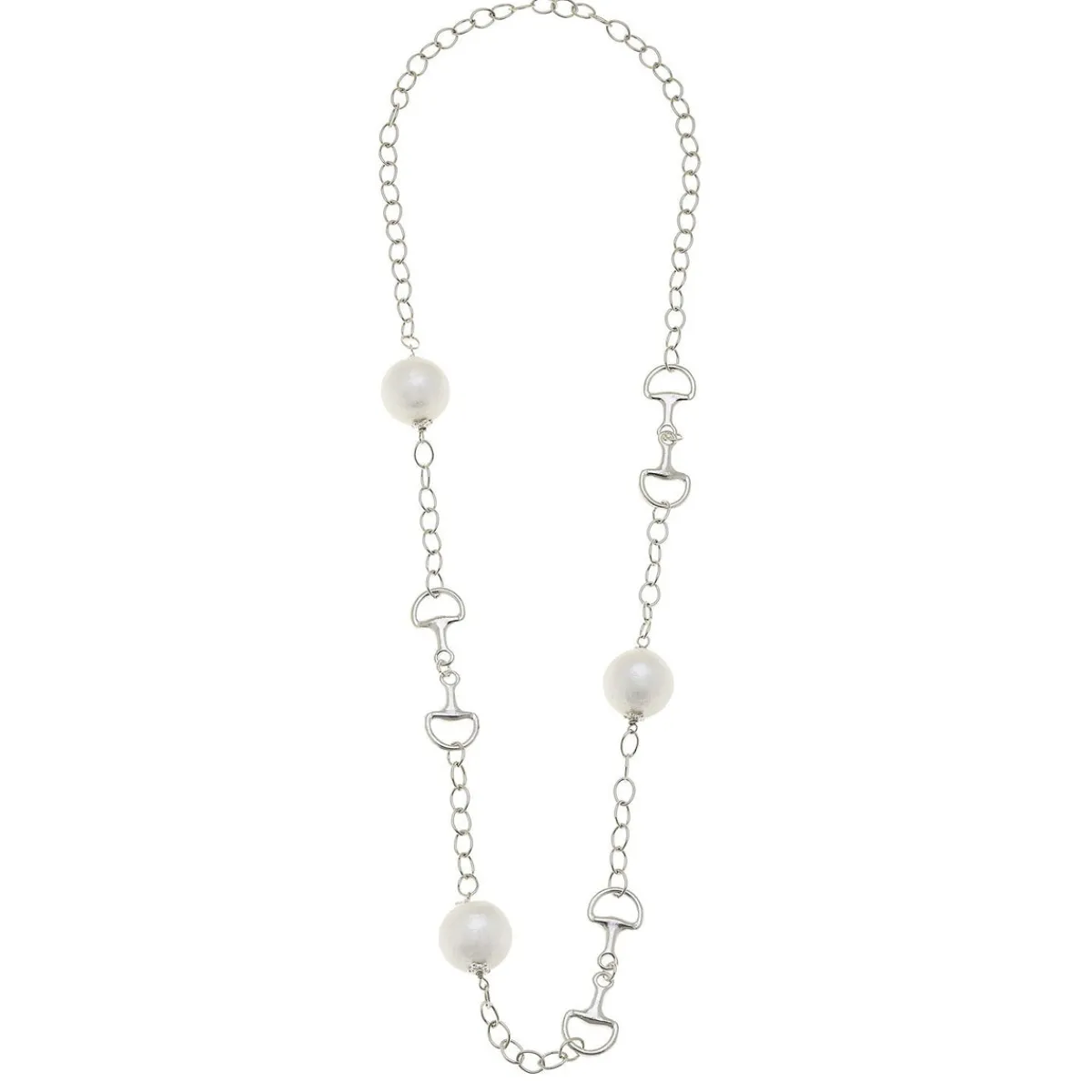 Long Cotton Pearl Horse Bit Necklace|Susan Shaw Clearance