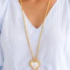 Long Mother of Pearl Heart Necklace|Susan Shaw Hot