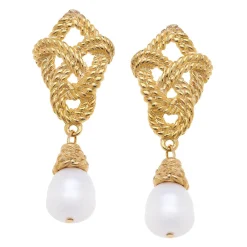 Love Knot Pearl Drop Earrings|Susan Shaw Outlet