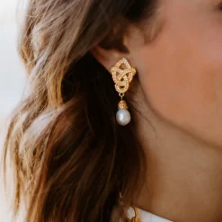 Love Knot Pearl Drop Earrings|Susan Shaw Outlet