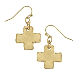 Mini Square Cross Earrings|Susan Shaw Clearance