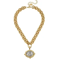 Mixed Metal Bee Intaligo Necklace|Susan Shaw Outlet