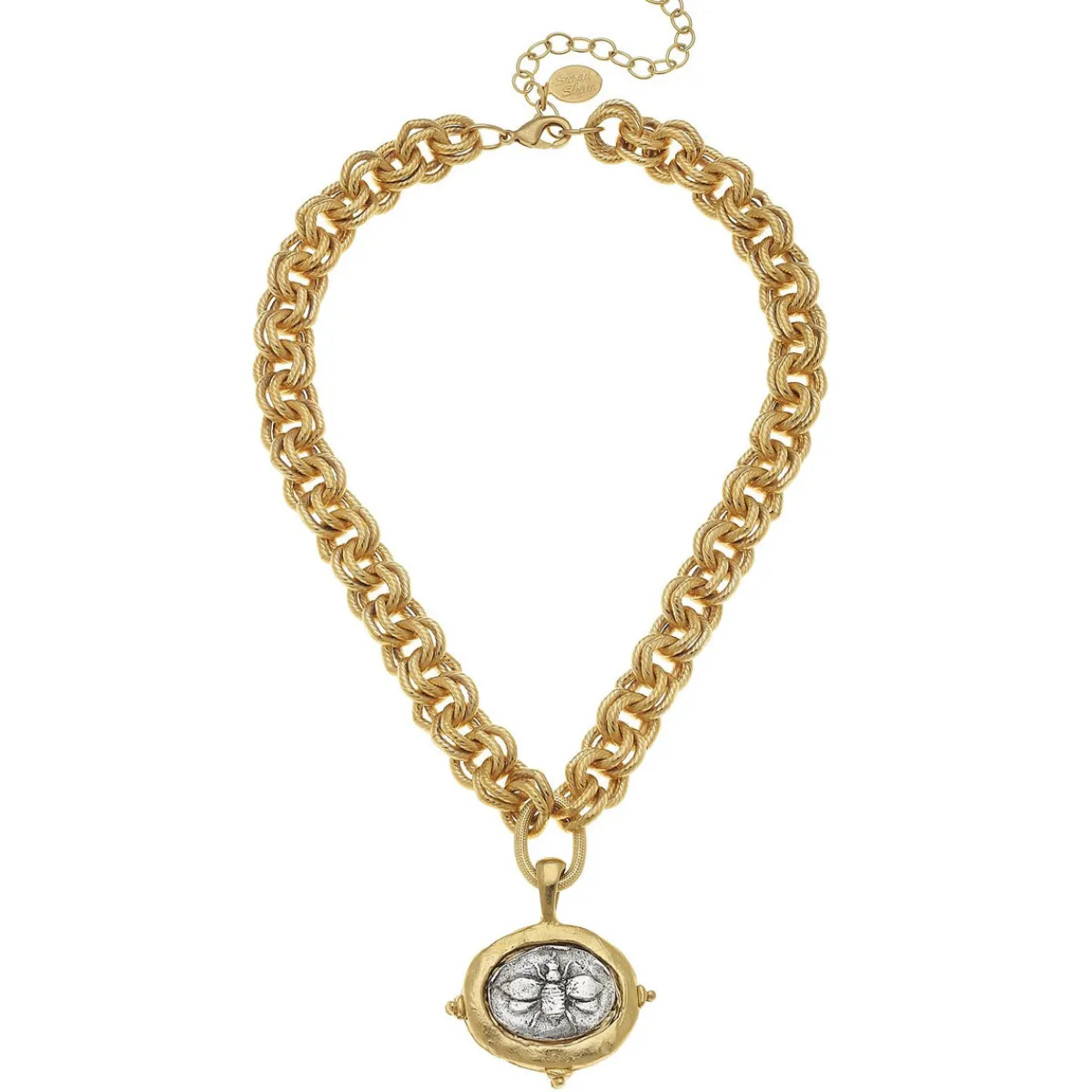 Mixed Metal Bee Intaligo Necklace|Susan Shaw Outlet